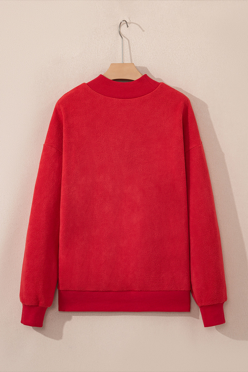 Racing Red Oversize Drop Shoulder Reversible Mock Neck Sweatshirt