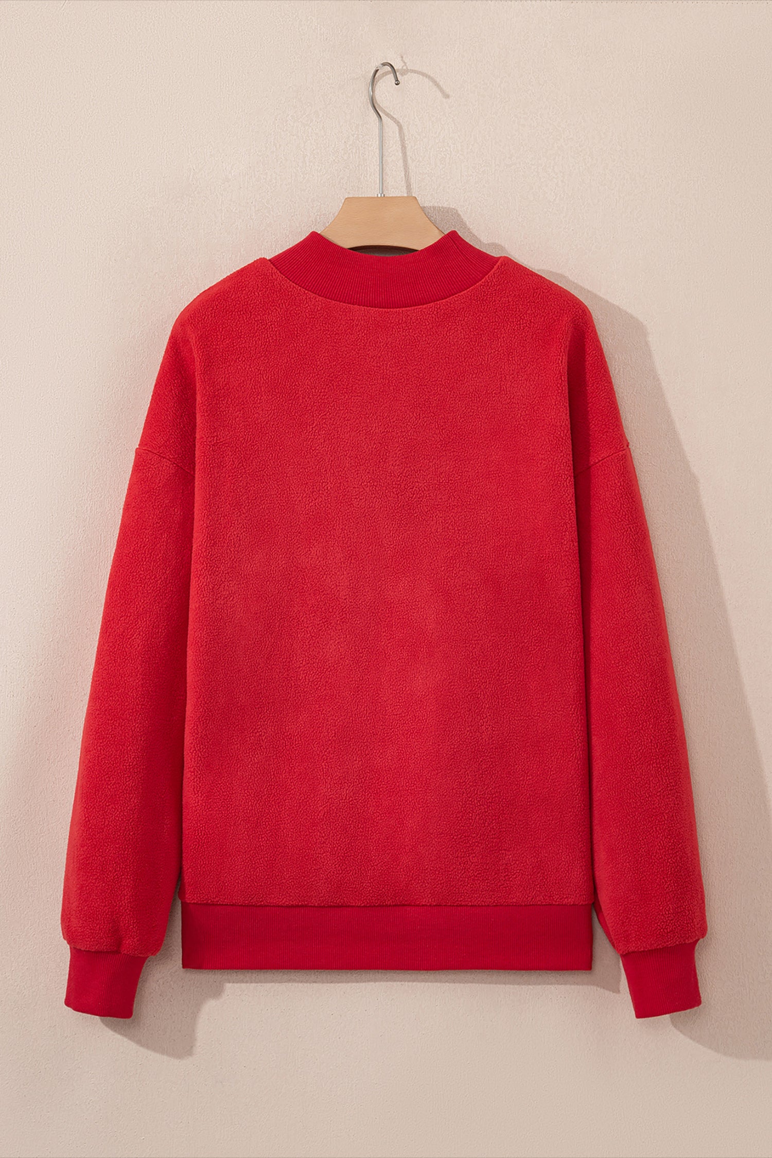Racing Red Oversize Drop Shoulder Reversible Mock Neck Sweatshirt
