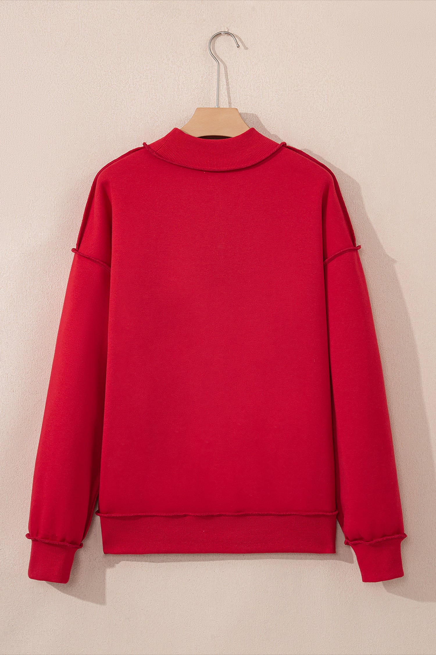 Racing Red Oversize Drop Shoulder Reversible Mock Neck Sweatshirt