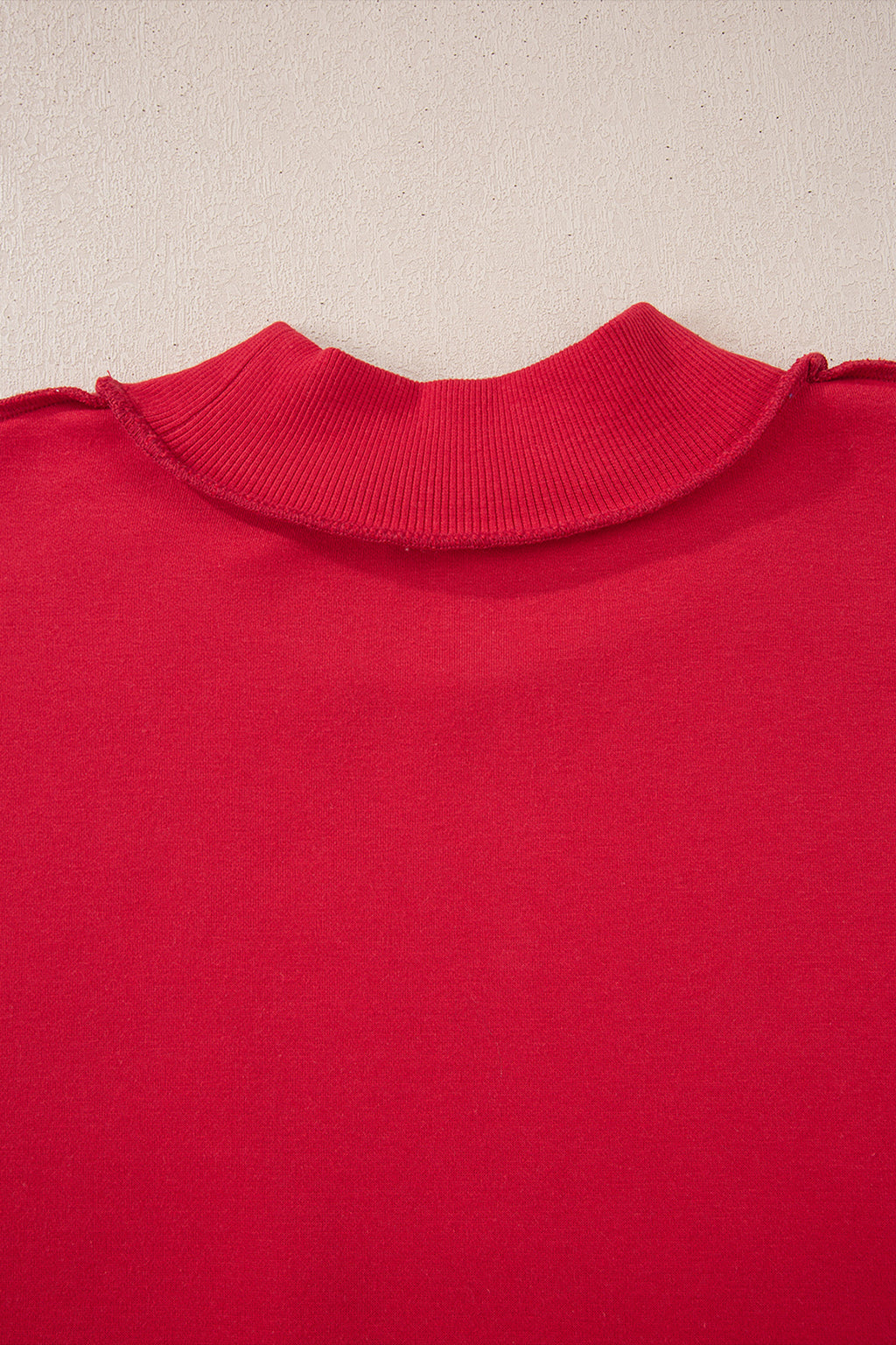 Racing Red Oversize Drop Shoulder Reversible Mock Neck Sweatshirt