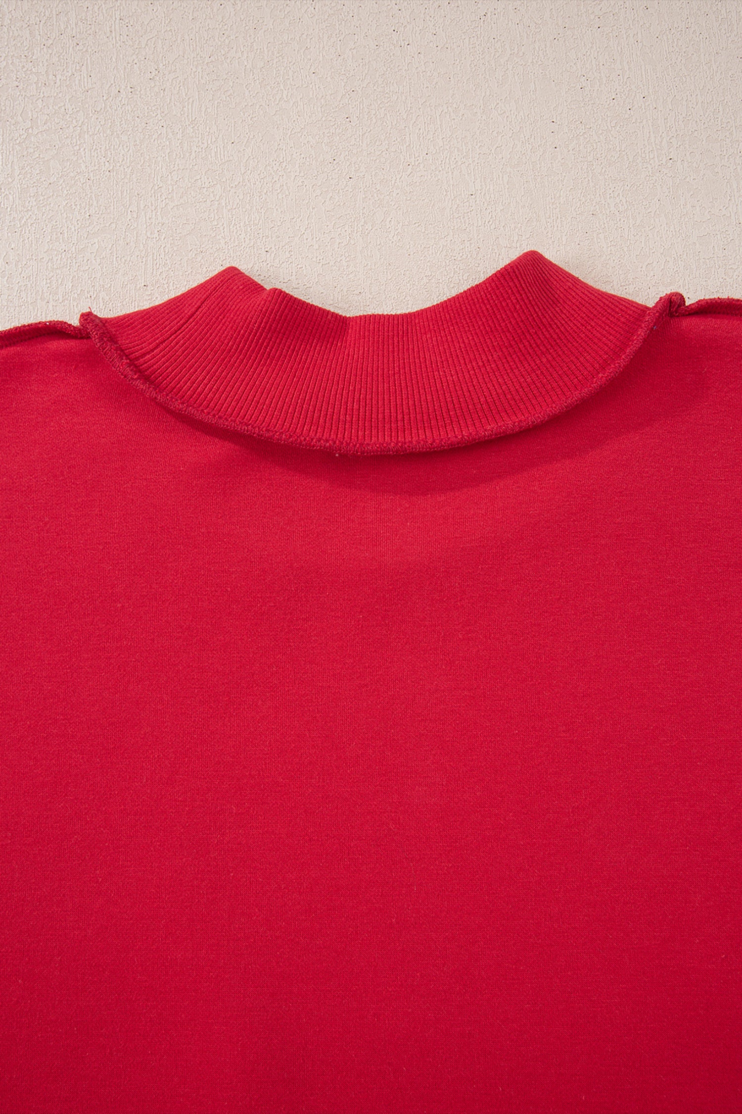 Racing Red Oversize Drop Shoulder Reversible Mock Neck Sweatshirt