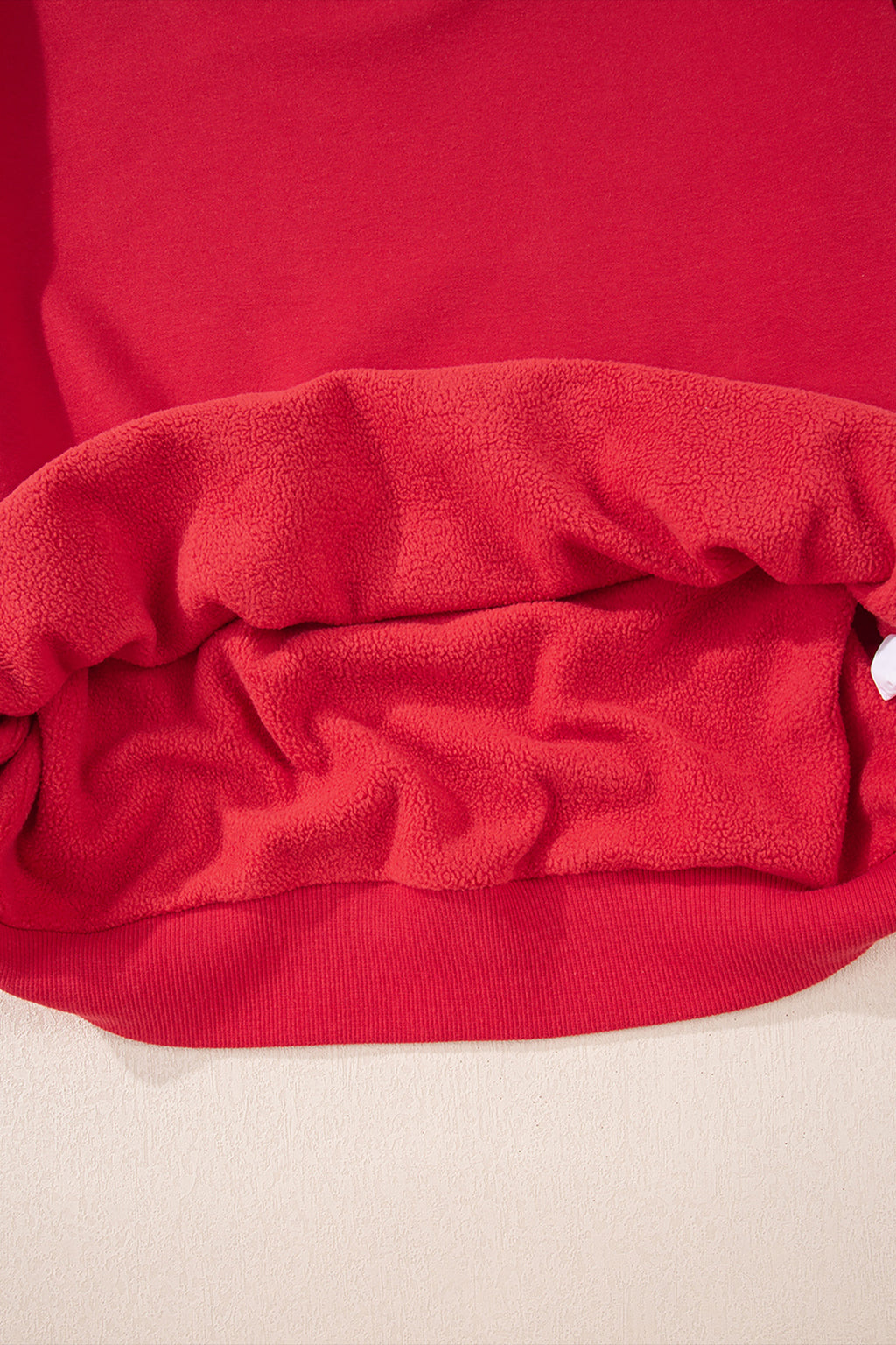 Racing Red Oversize Drop Shoulder Reversible Mock Neck Sweatshirt