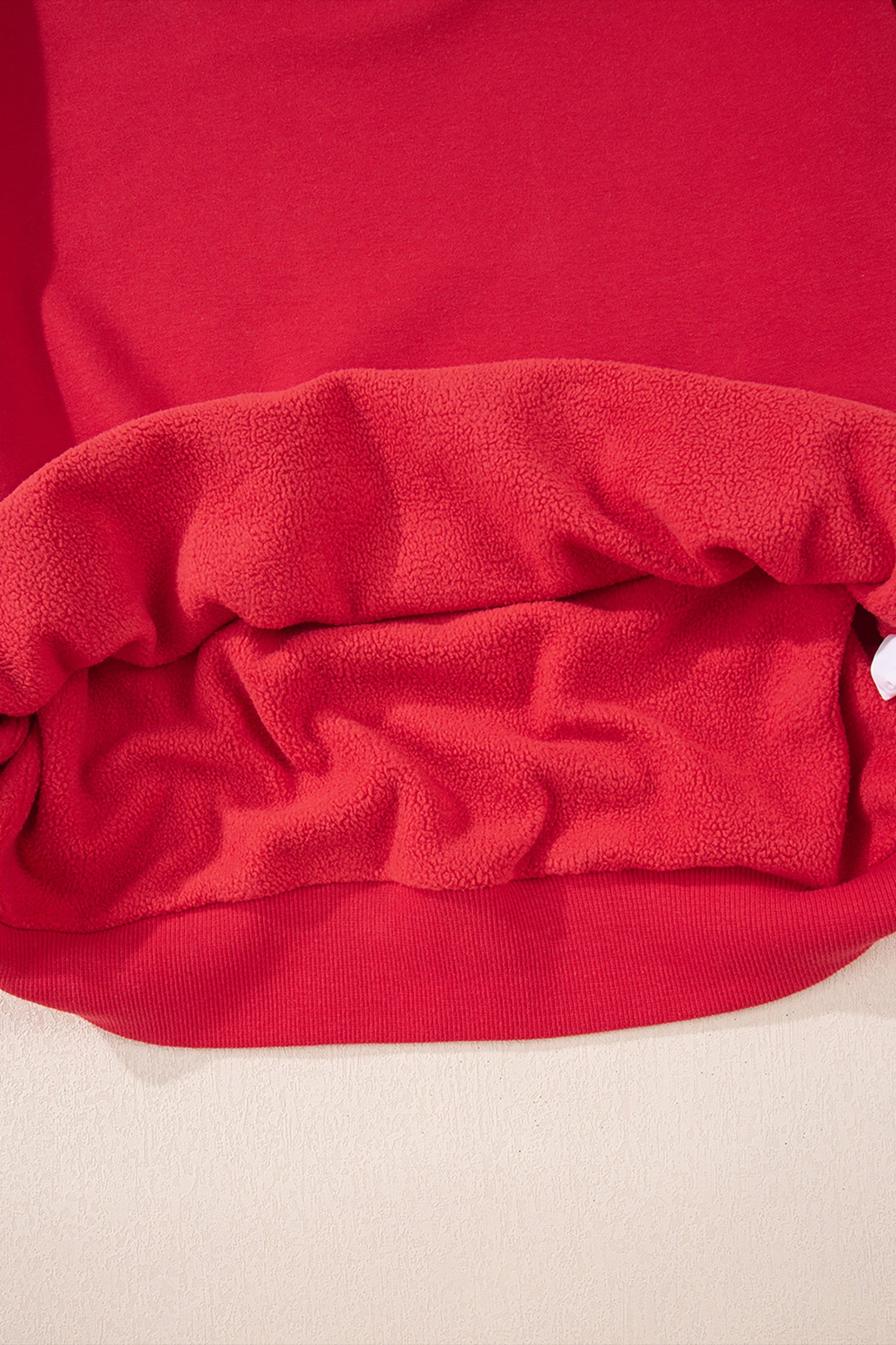 Racing Red Oversize Drop Shoulder Reversible Mock Neck Sweatshirt