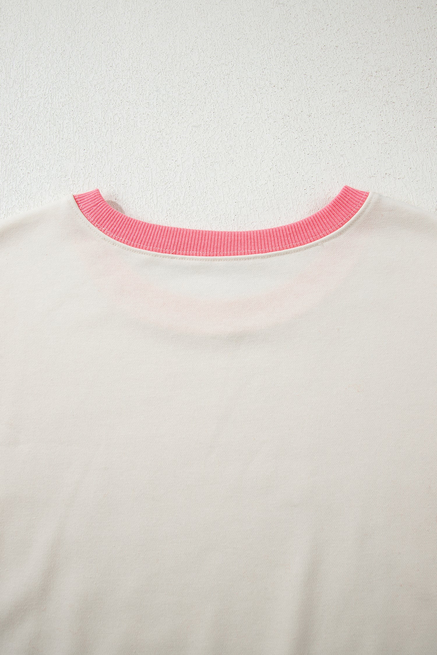 White Color Block Striped Patchwork Dolman Slit Sweatshirt