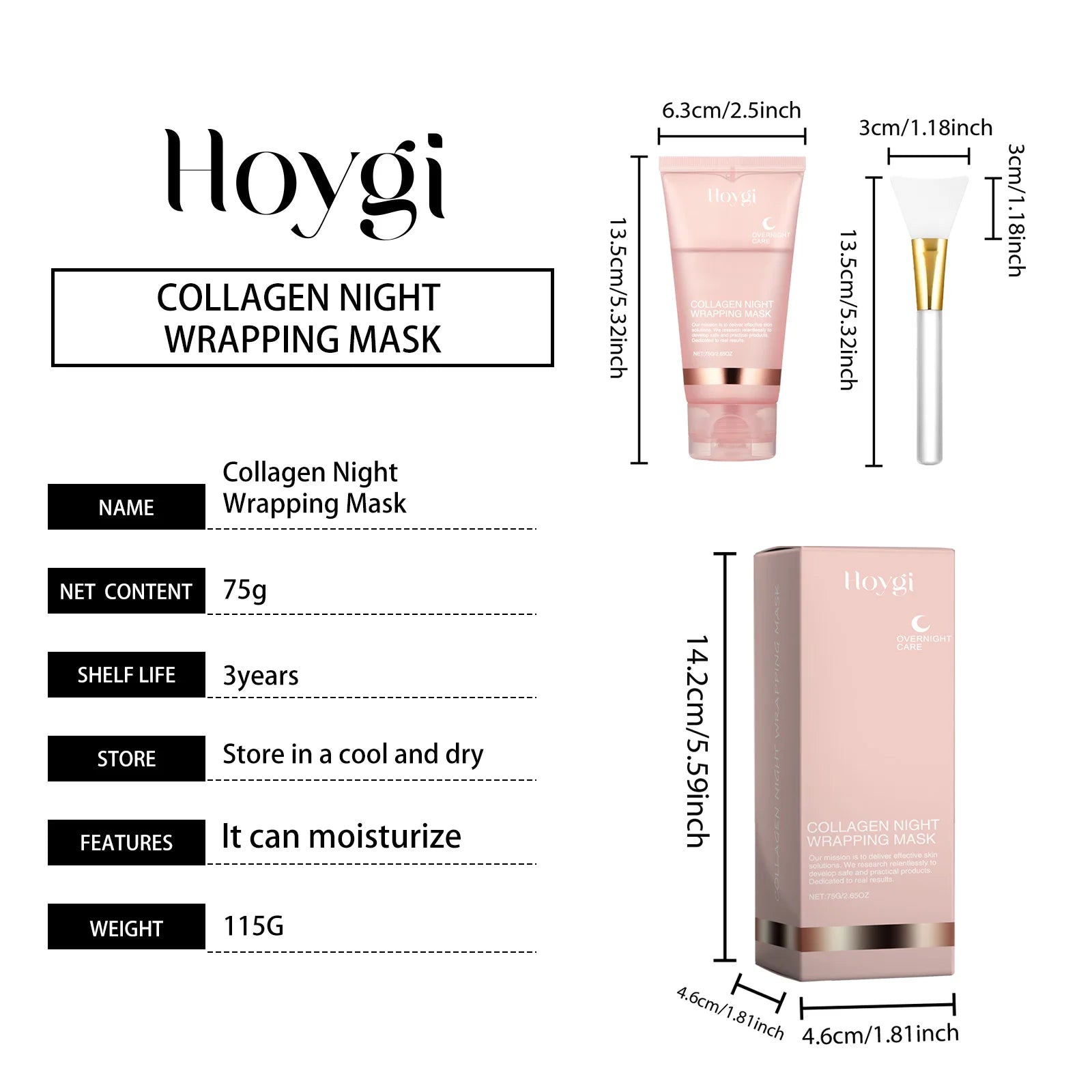75g Hoygi Collagen Peeling Tearing Facial Mask Moisturize Nourish Beauty Skin Deep Clean Hydration Night Care Facial Mask Cream