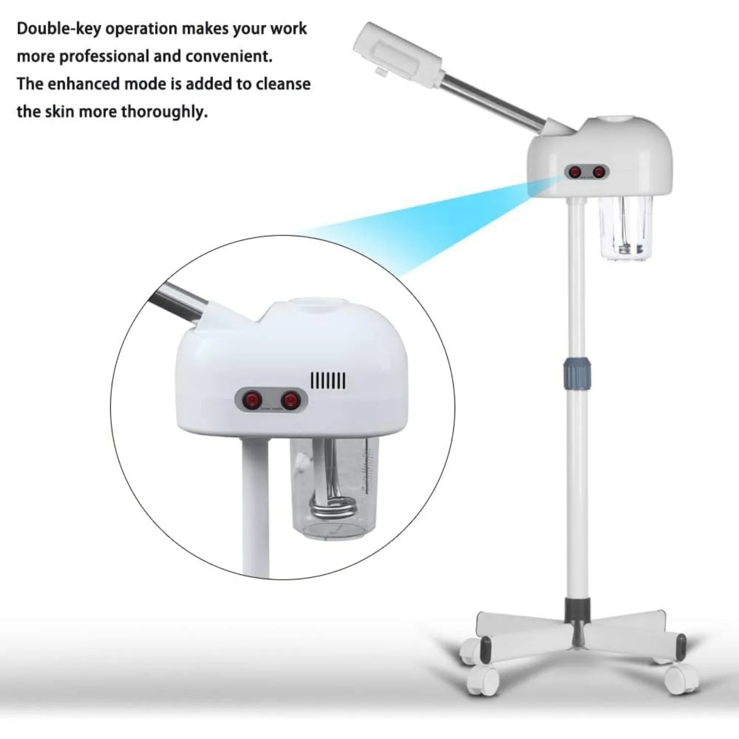 Professional Facial Steamer for Beauty Salon Home, Steam Machine with 360 Degree Rotating Nozzle for Cleanses Skin Unclogs Pores