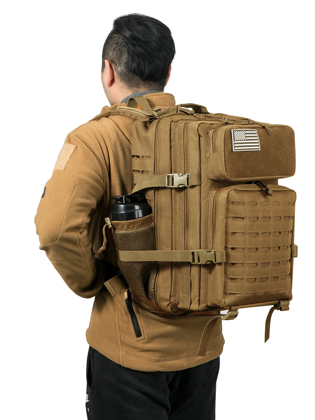 45L Men's Tactical Backpack with Double Cup Holder Hunting Backpack Outdoor Camping Gear Backpack Hiking Survival Backpack