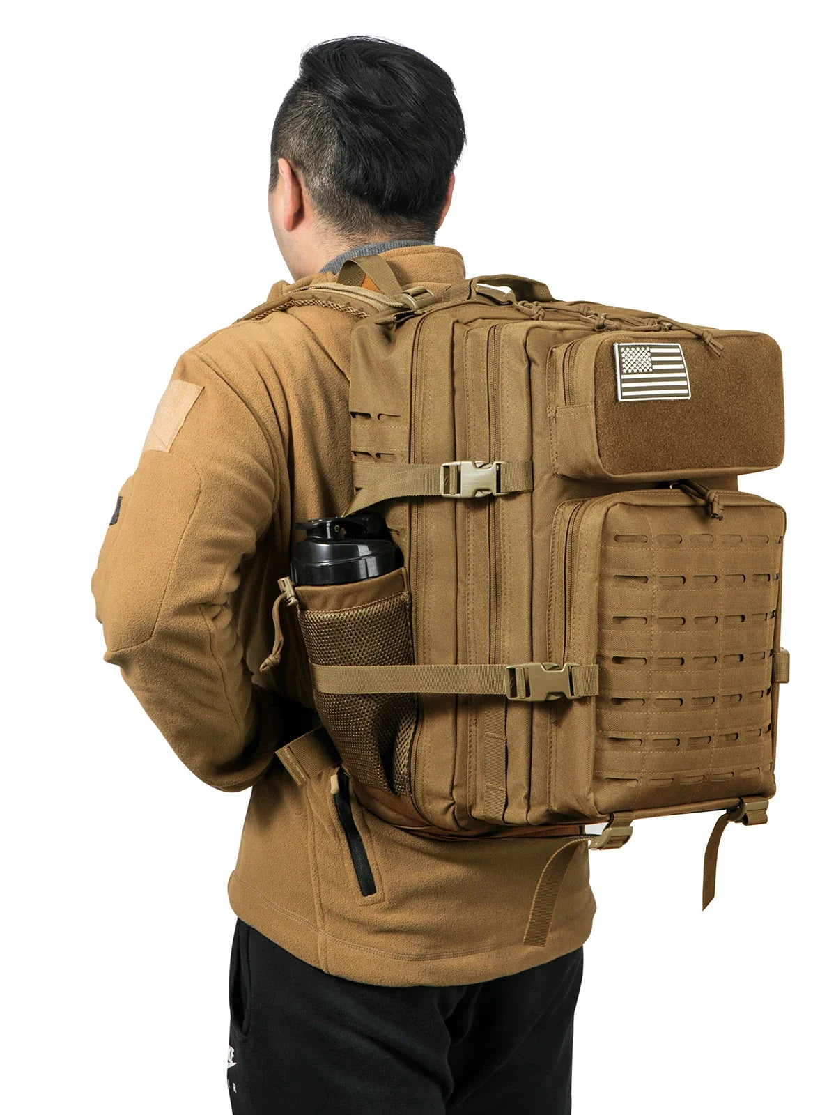 45L Men's Tactical Backpack with Double Cup Holder Hunting Backpack Outdoor Camping Gear Backpack Hiking Survival Backpack