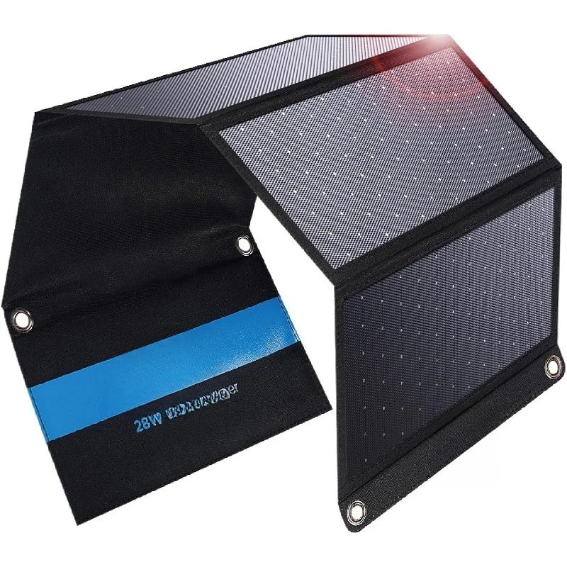 [ ] BigBlue 3 USB Ports 28W Solar Charger(5V/4.8A Max), Portable Foldable Solar Panel for Camping, IP44 Waterproof, Compa
