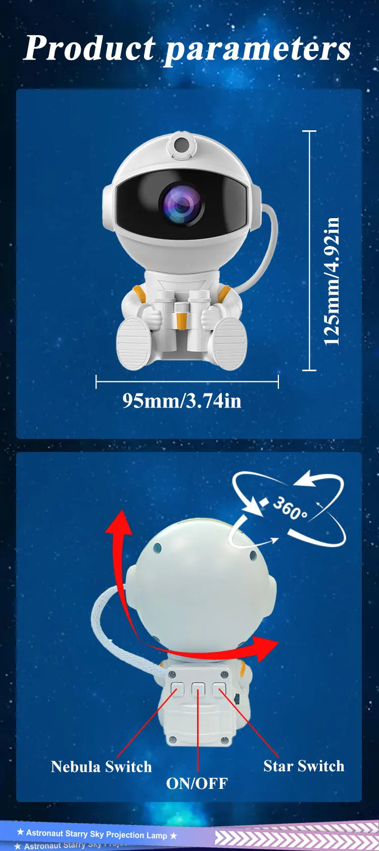 Astronaut Projector Galaxy Starry Night Lights for Bedroom LED Nebula Lamp Decoration Child Adult Holiday Gift