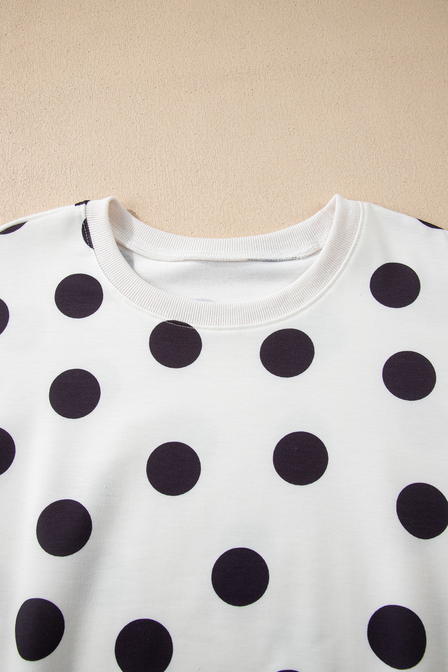 Pink Polka Dot Print Drop Shoulder Pullover Drawstring Shorts Set