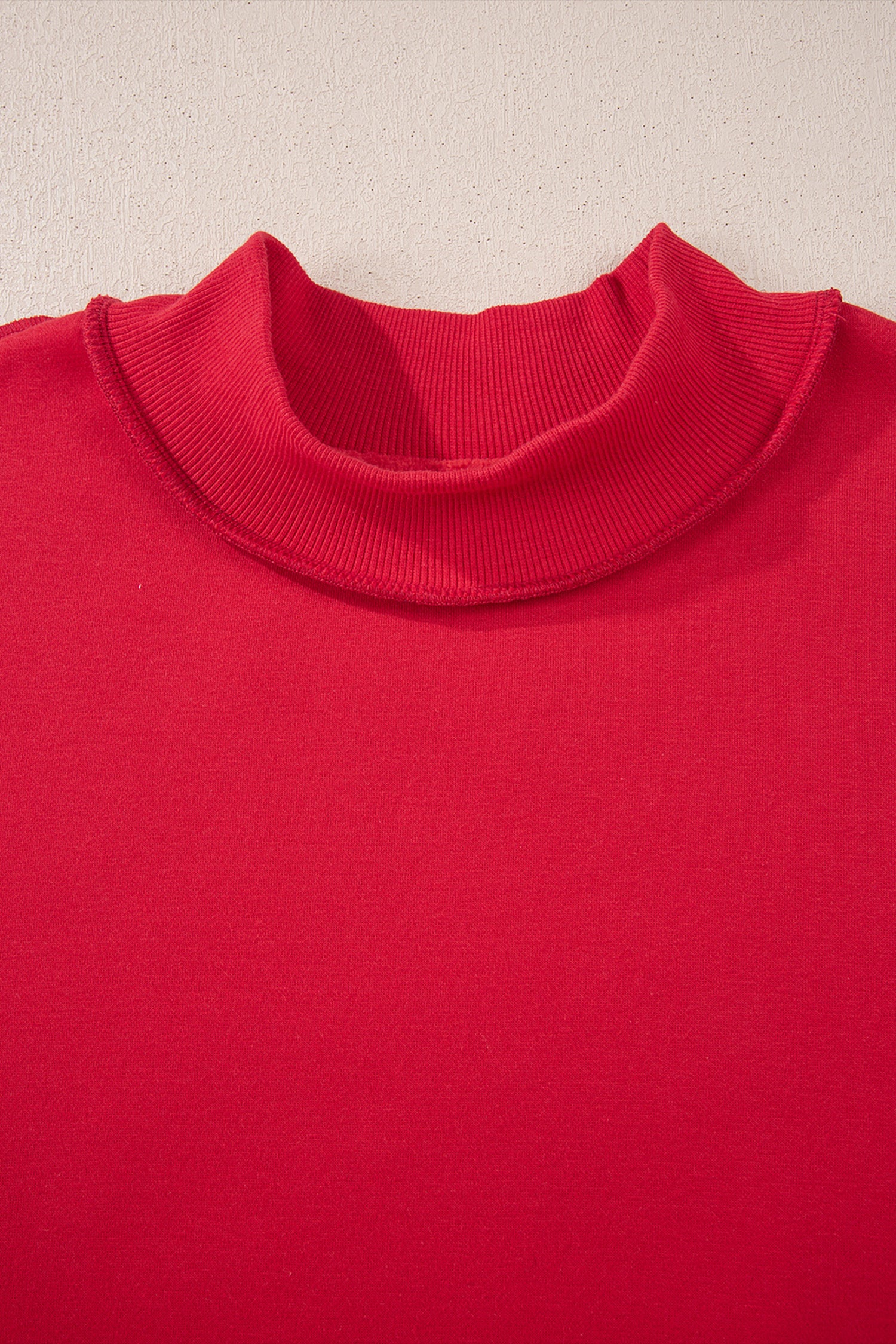 Racing Red Oversize Drop Shoulder Reversible Mock Neck Sweatshirt