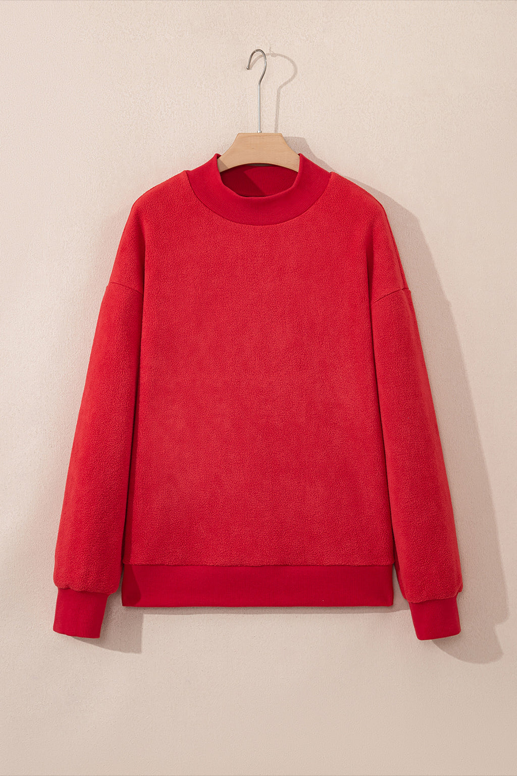Racing Red Oversize Drop Shoulder Reversible Mock Neck Sweatshirt