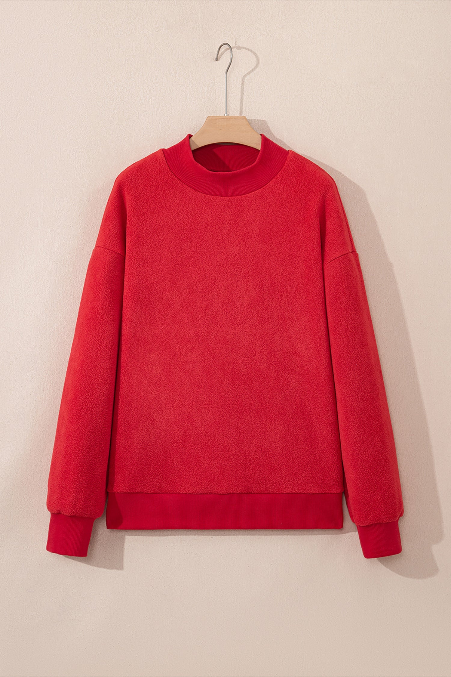 Racing Red Oversize Drop Shoulder Reversible Mock Neck Sweatshirt